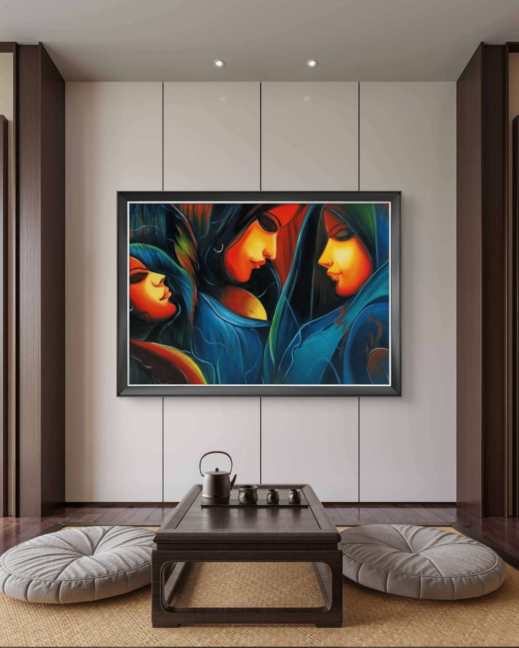 Three Sisters in Serenity 15 Three Sisters in Serenity artwork in modern tea area