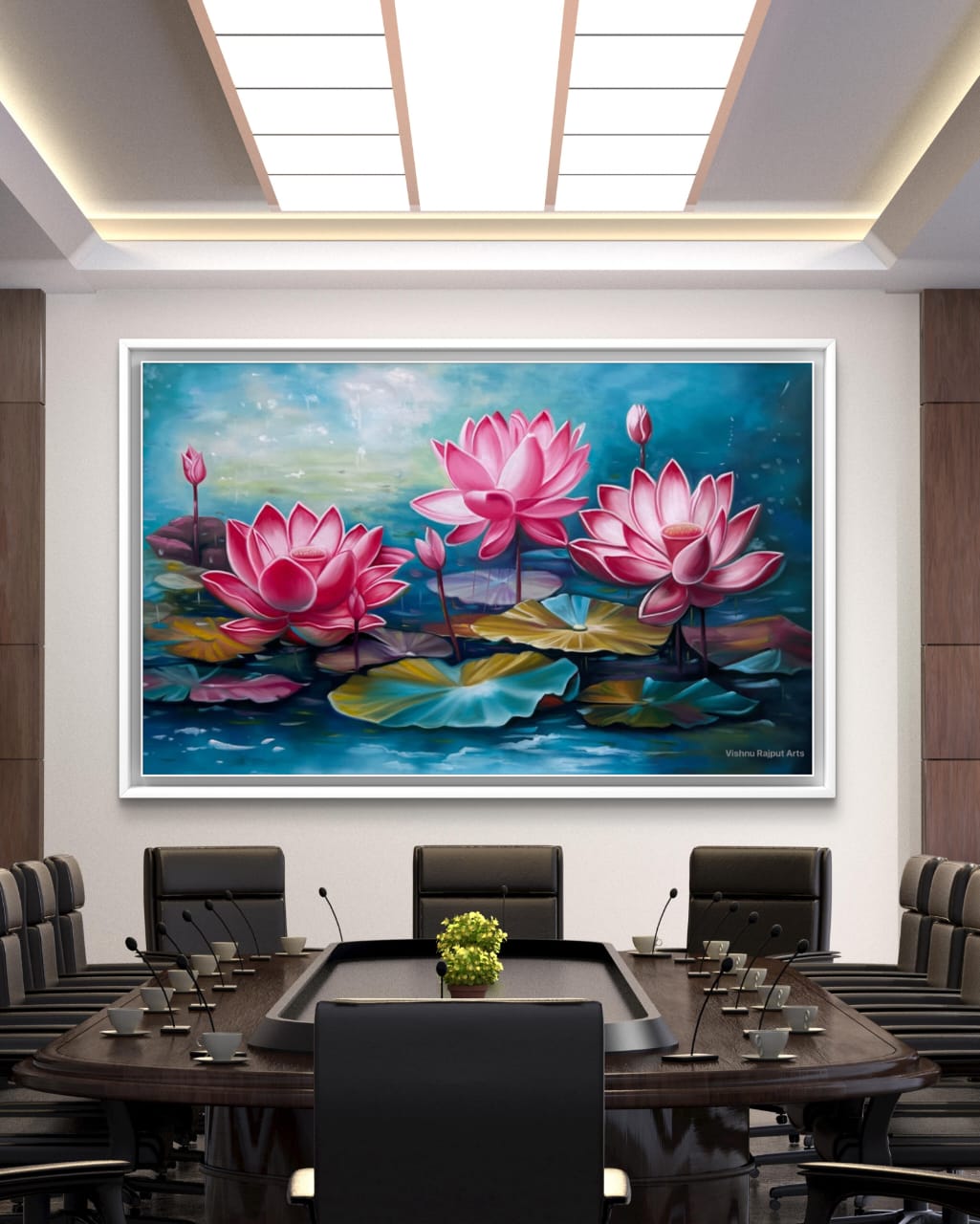 Lotus Symphony 10 lotus symphony artwork on a wall in an empty conference room