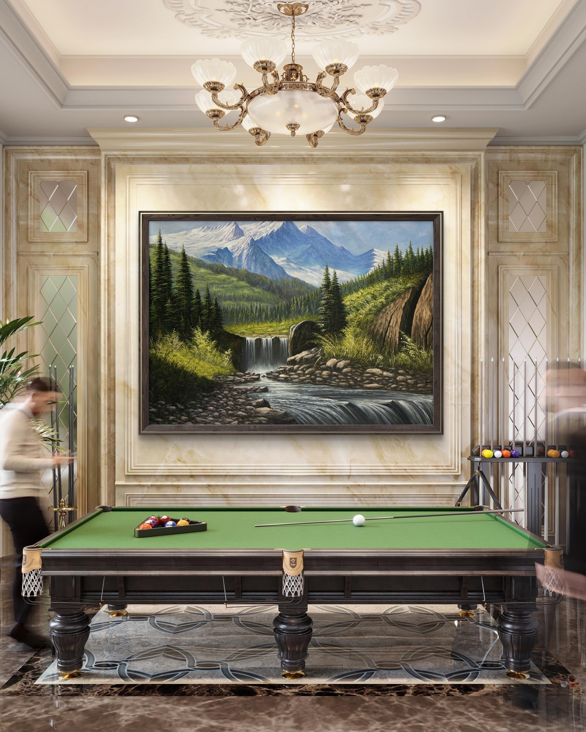 Crystal Highlands 13 Crystal Highlands Painting in game room wall with pool table