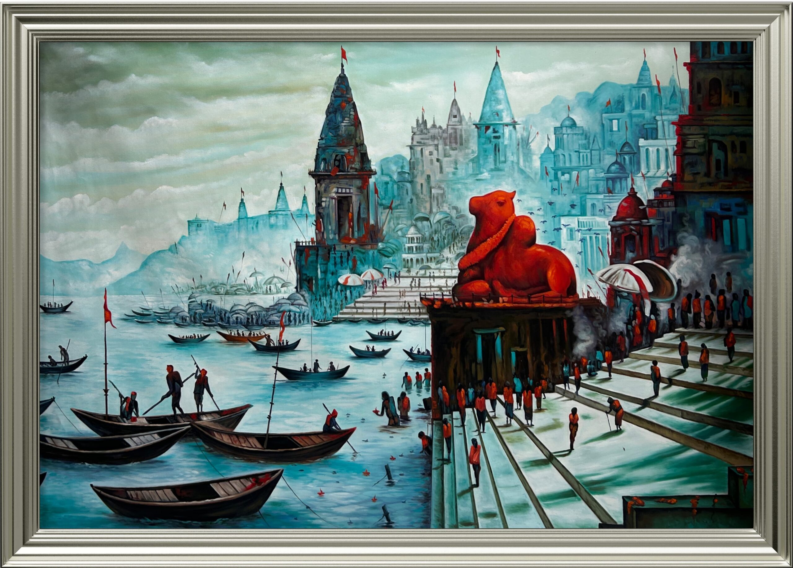 Divine Ghats of Varanasi Oil Painting