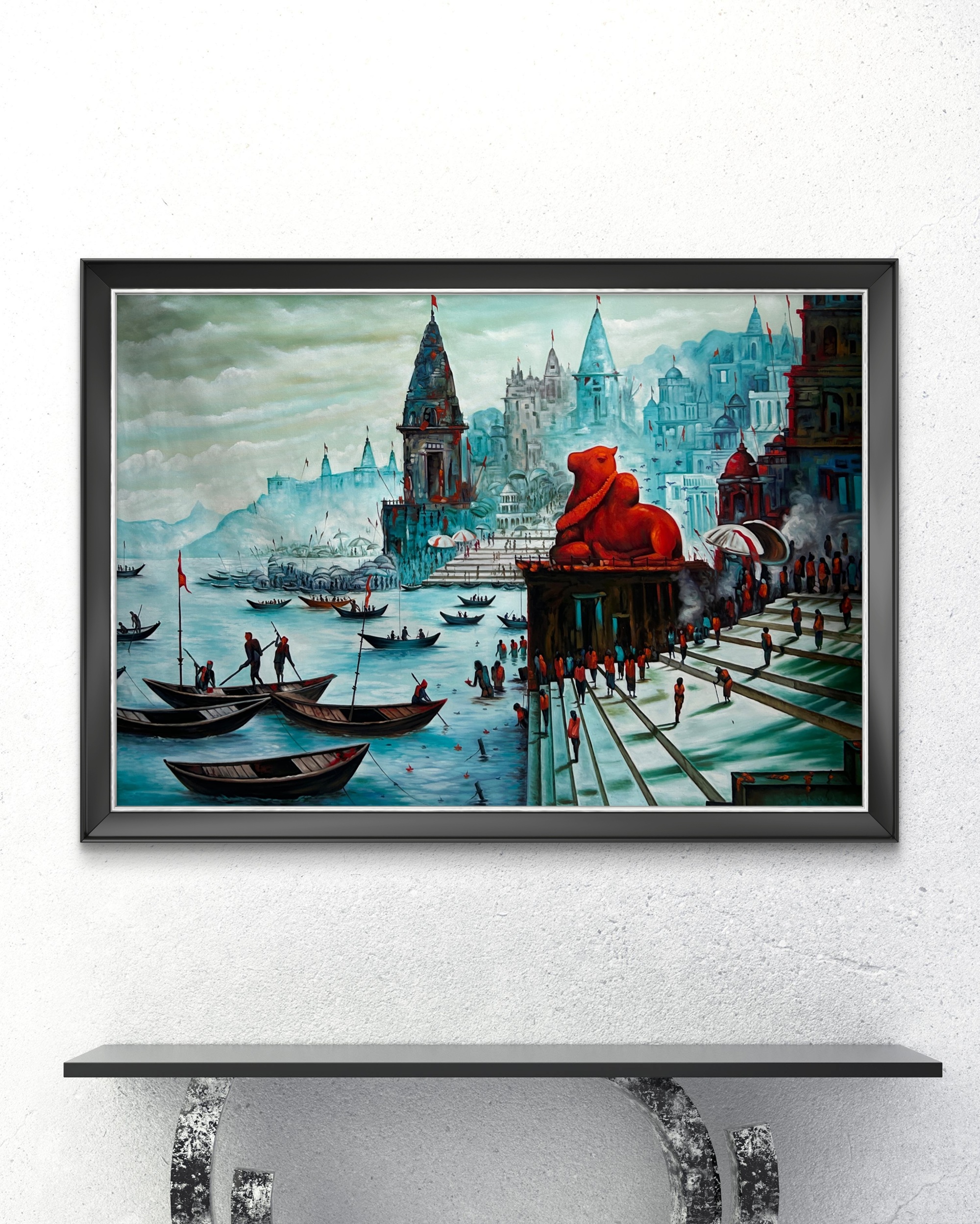 Divine Ghats of Varanasi Oil Painting