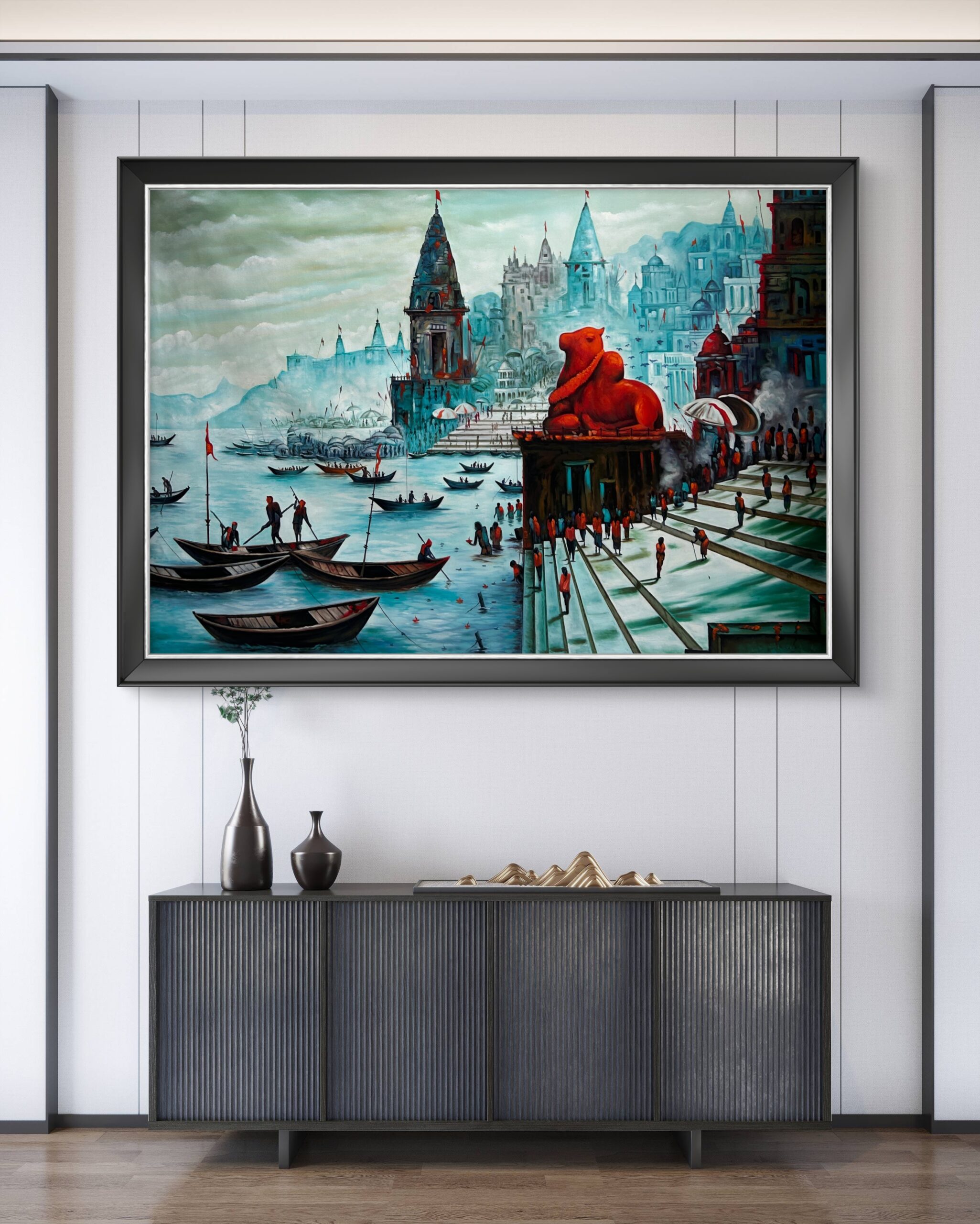 Divine Ghats of Varanasi Oil Painting