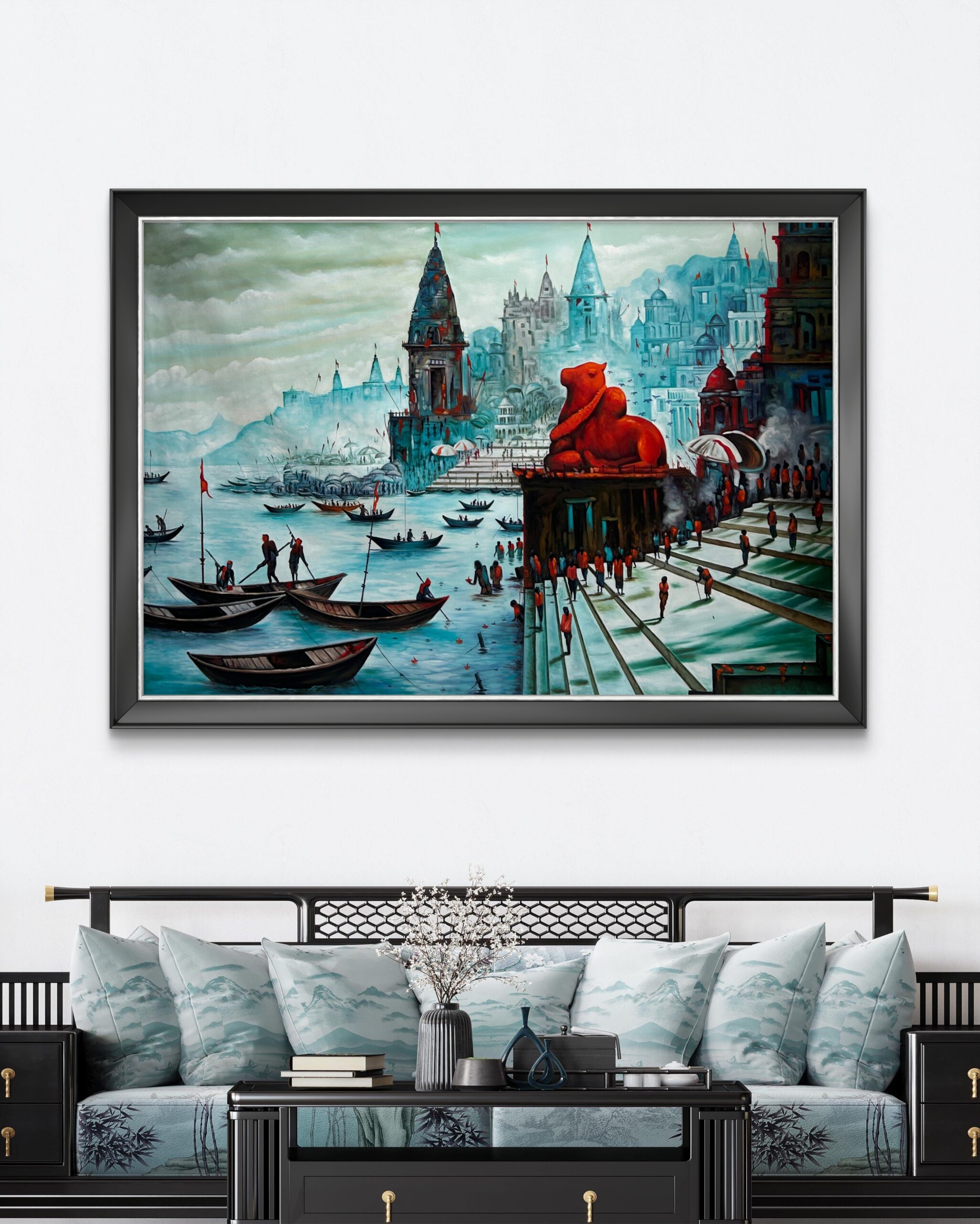 Divine Ghats of Varanasi Oil Painting