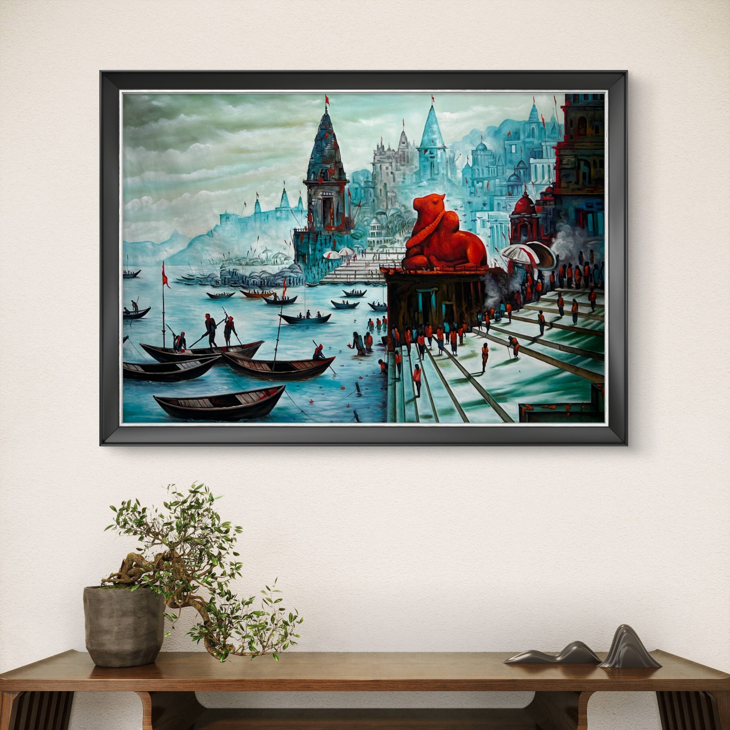 Divine Ghats of Varanasi Oil Painting