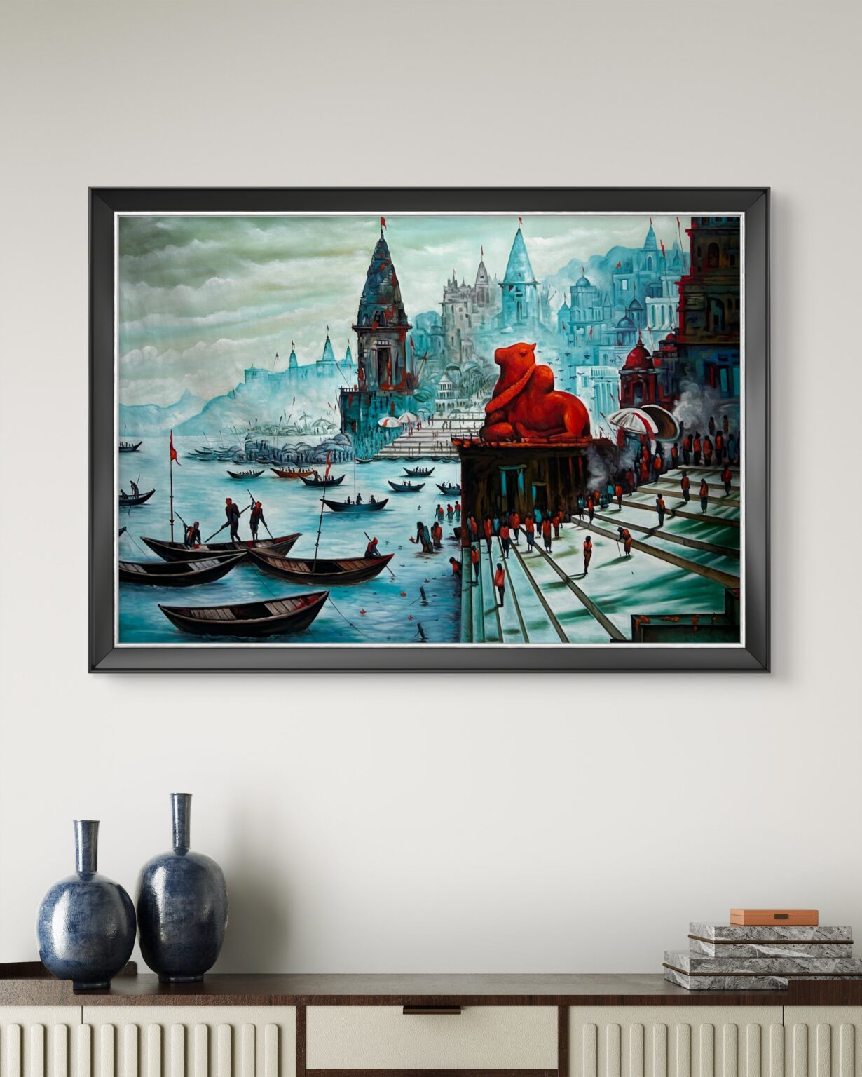 Divine Ghats of Varanasi - Varanasi Ghats Oil Painting