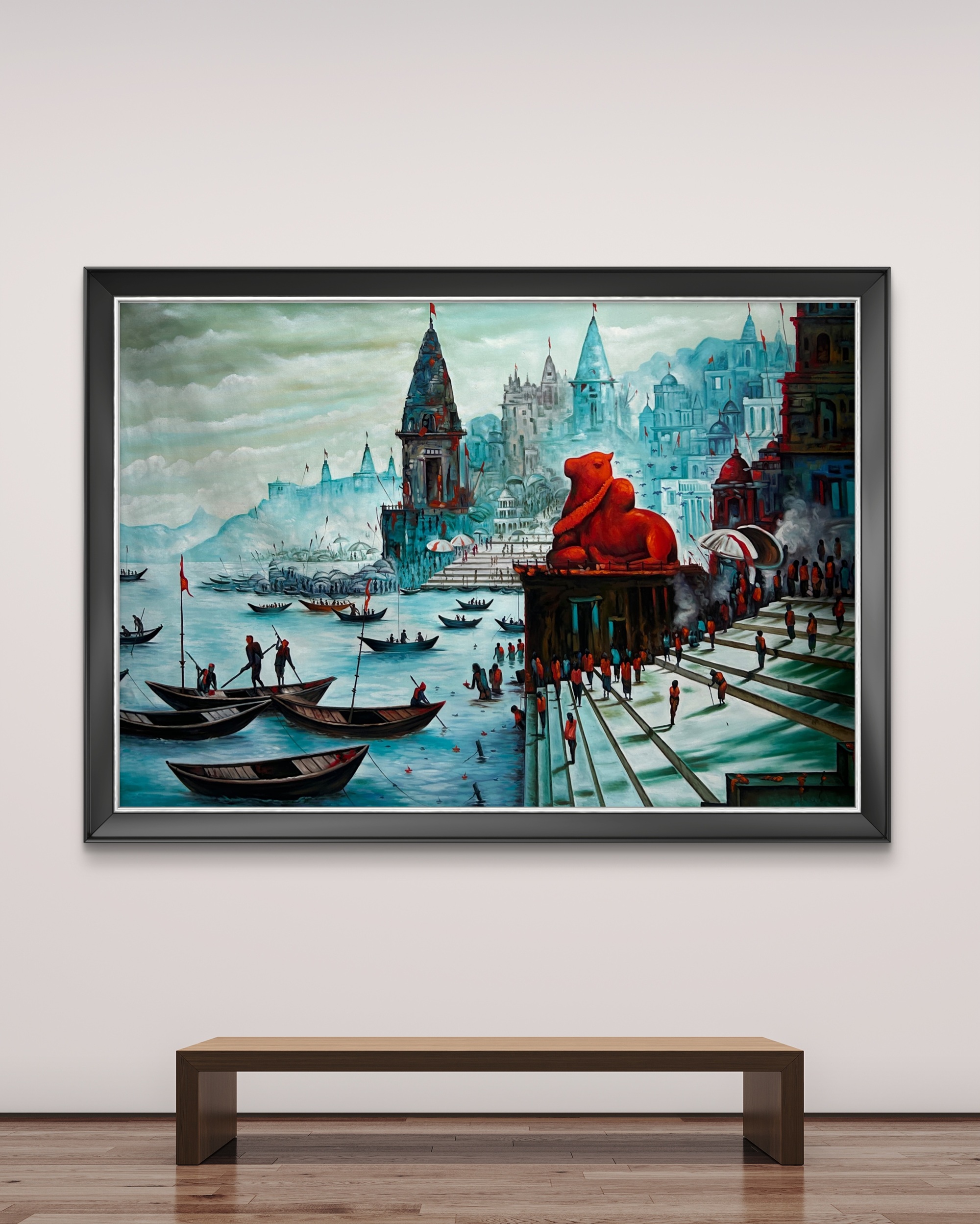 Divine Ghats of Varanasi Oil Painting