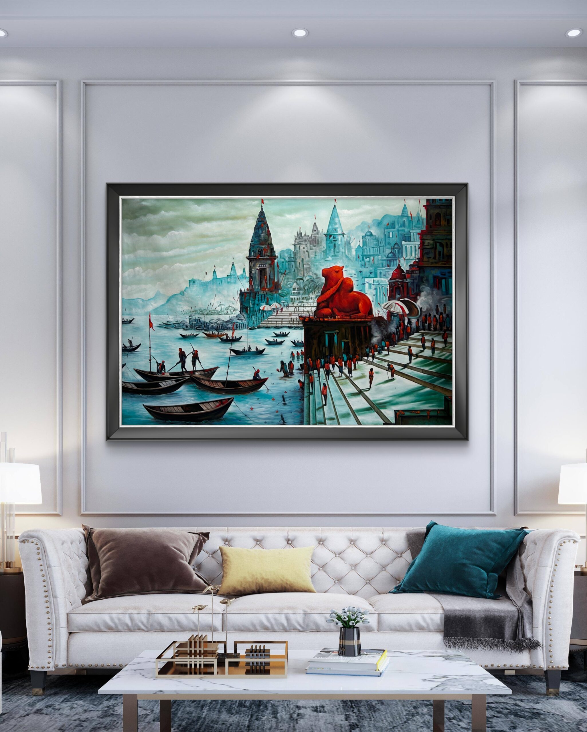 Divine Ghats of Varanasi Oil Painting