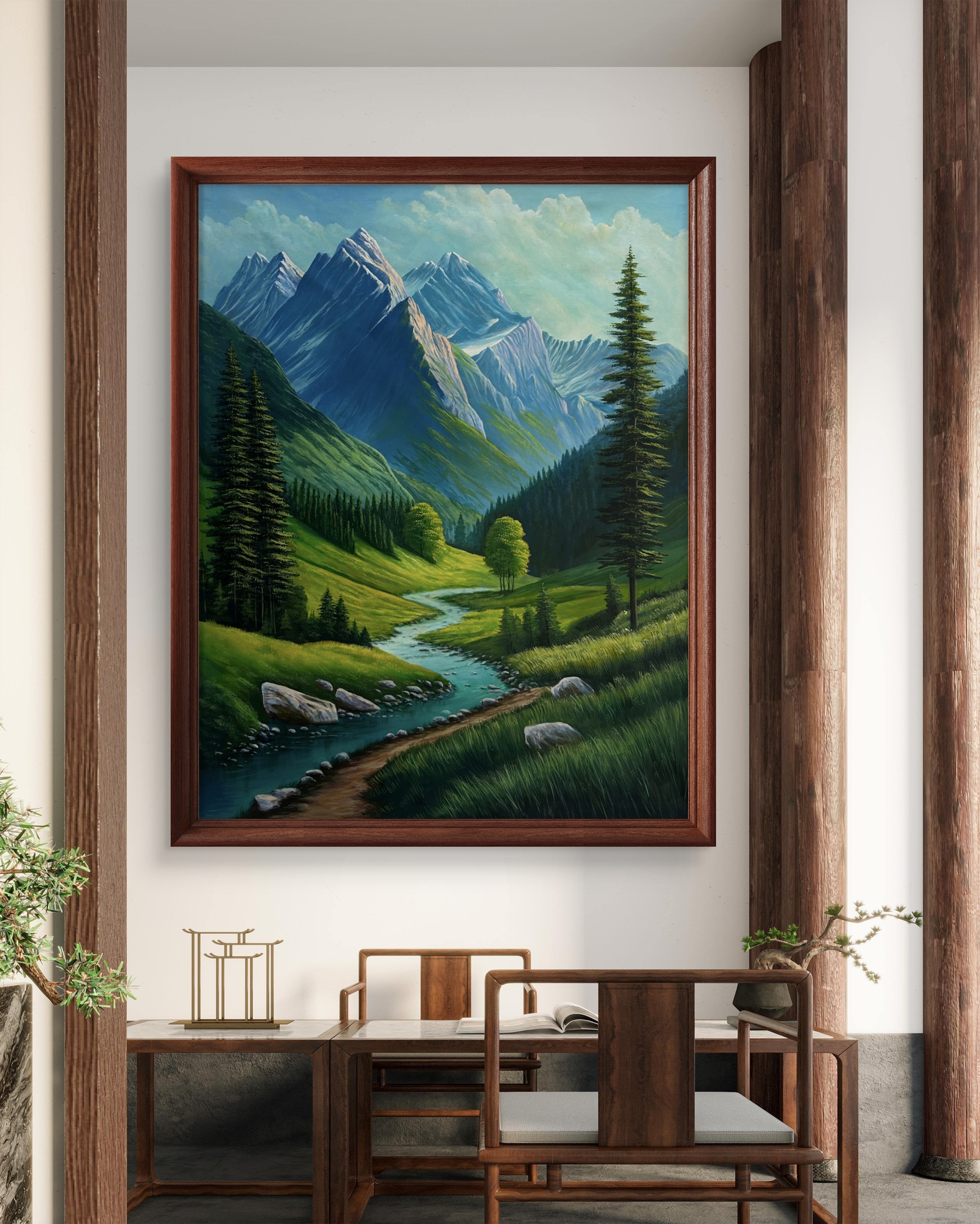 Emerald Valley Acrylic Landscape Painting