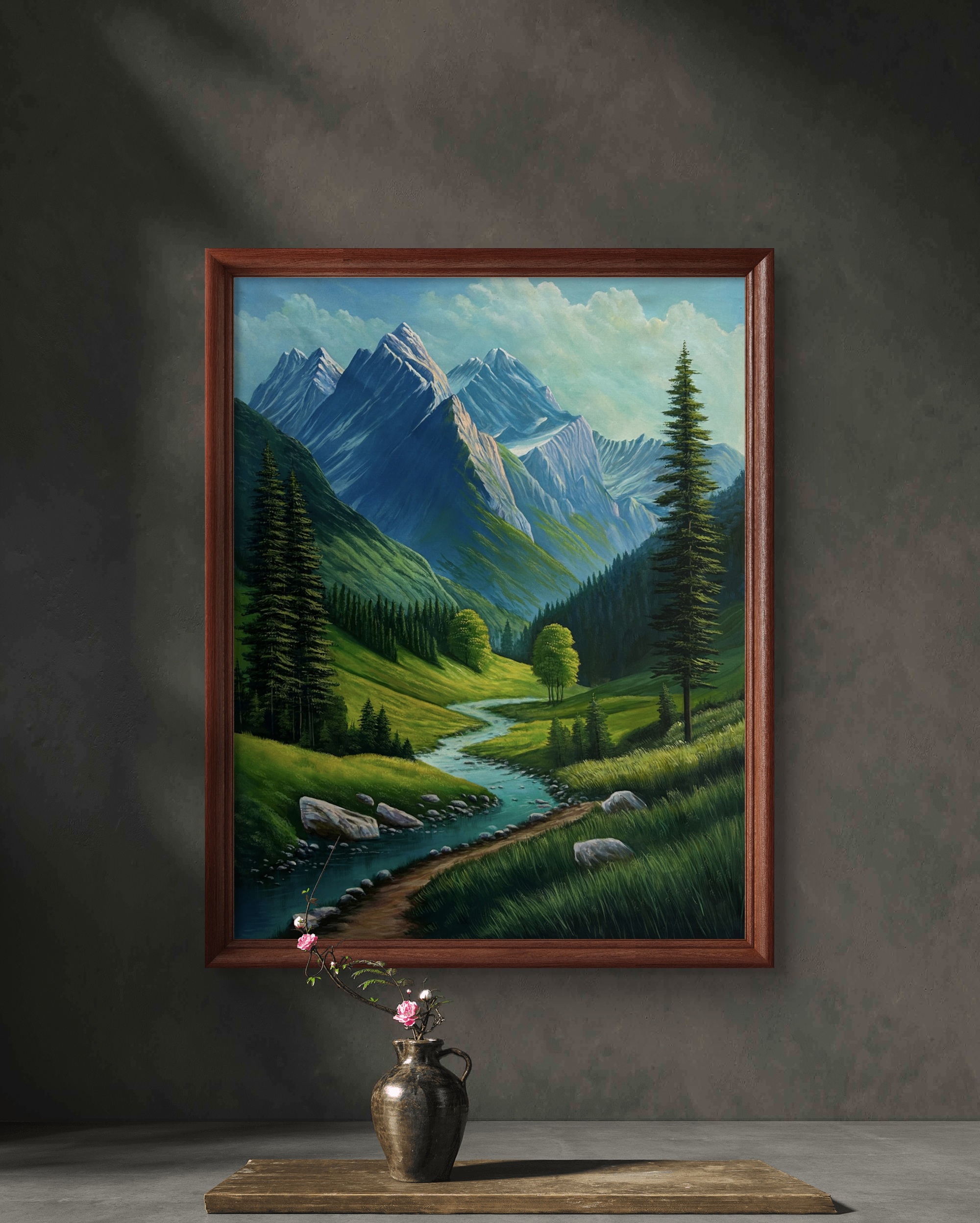 Emerald Valley Acrylic Landscape Painting