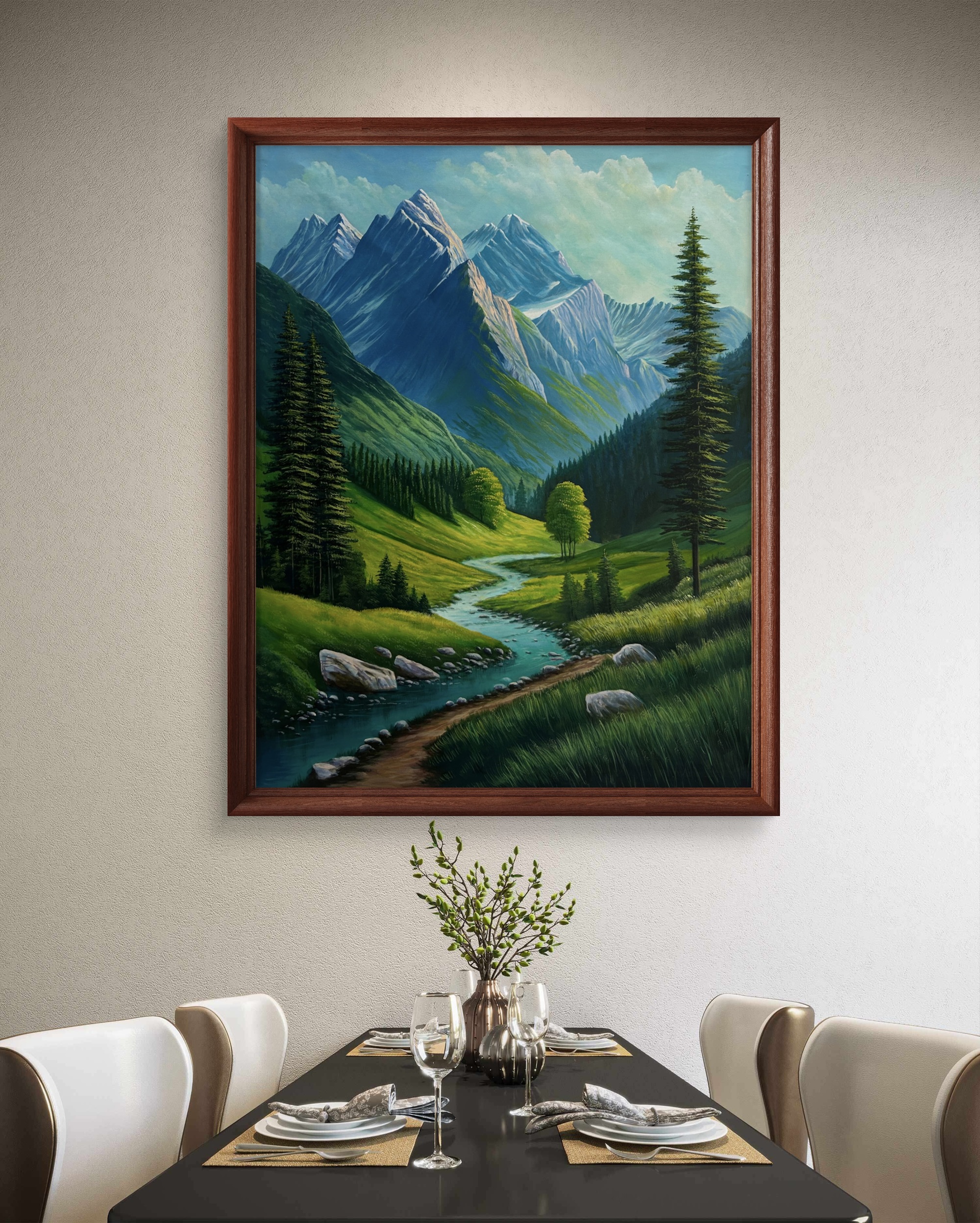 Emerald Valley Acrylic Landscape Painting