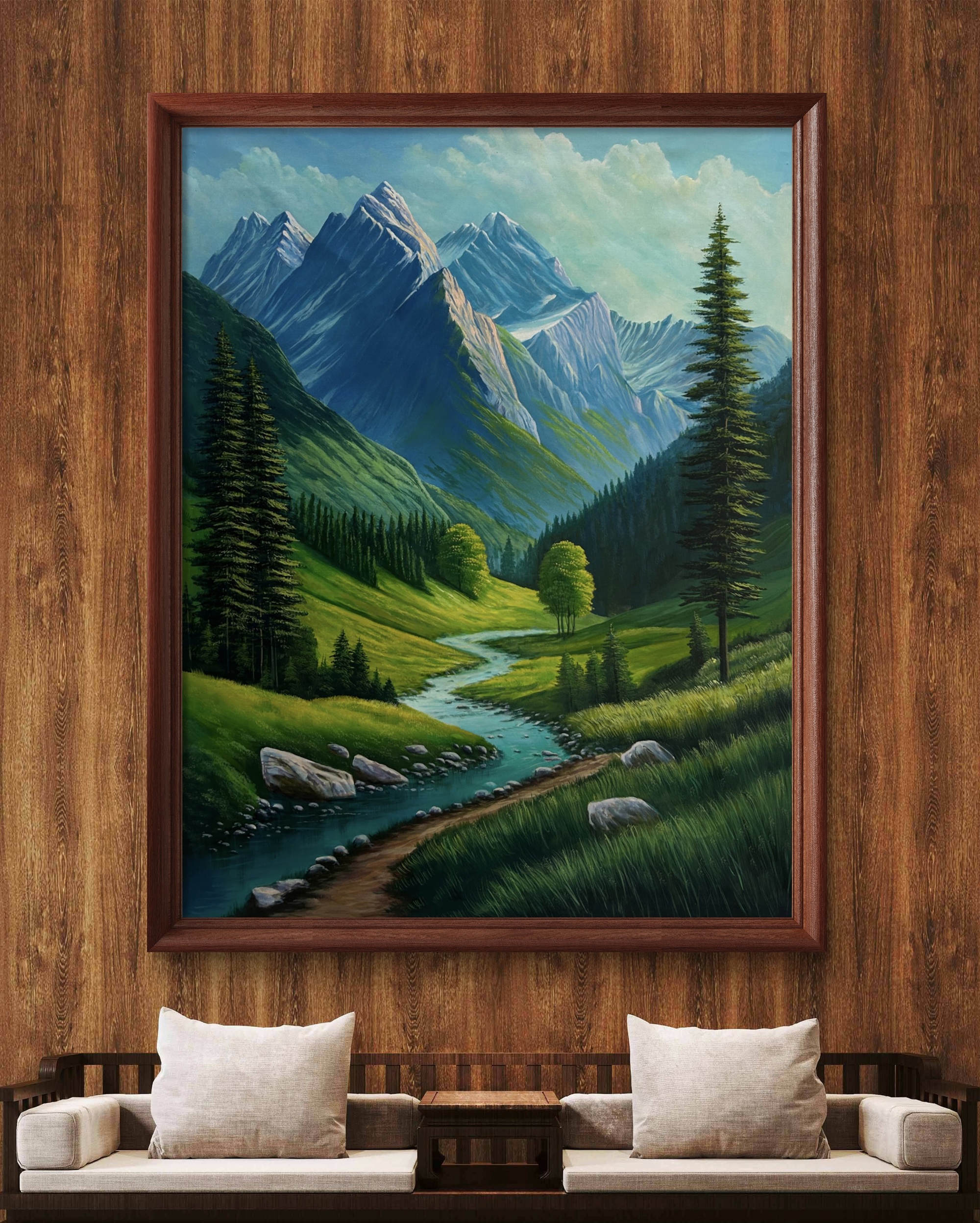 Emerald Valley Acrylic Landscape Painting
