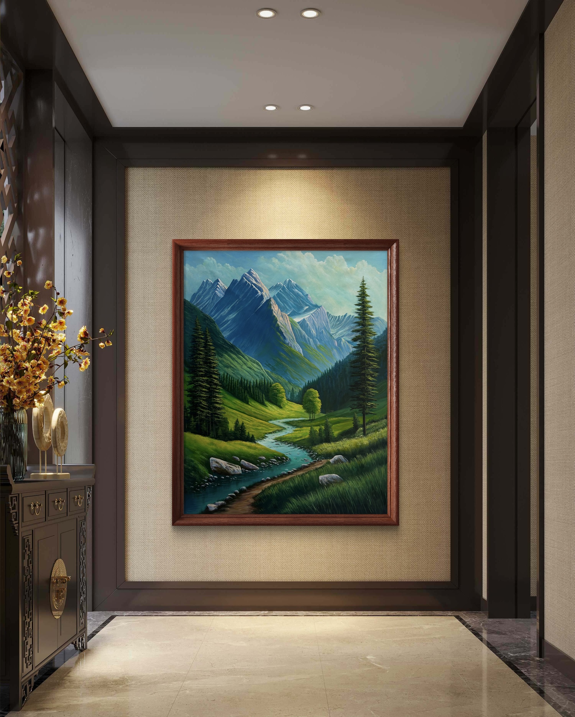 Emerald Valley Acrylic Landscape Painting