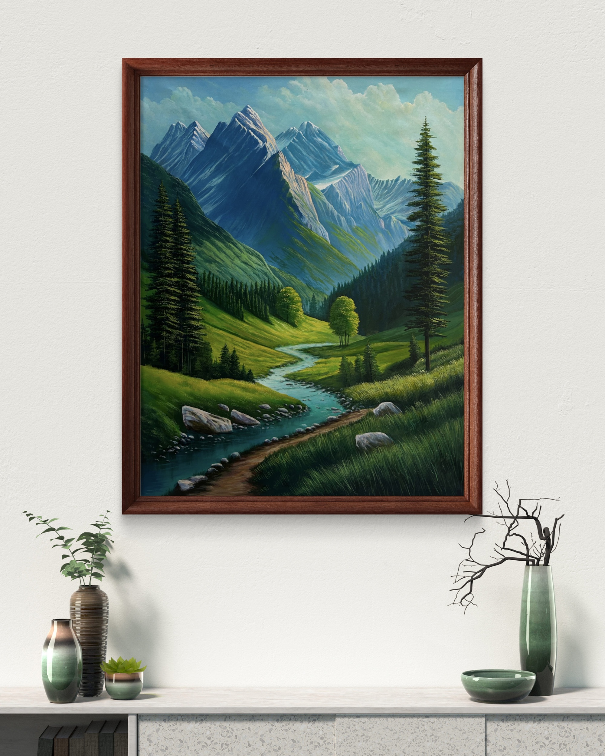 Emerald Valley Acrylic Landscape Painting