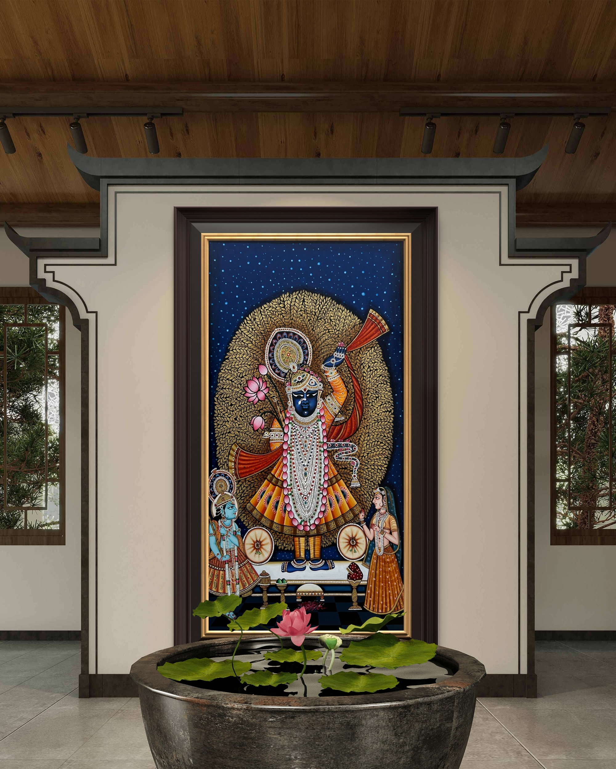 Eternal-Grace-of-Shrinath-Ji-oil-painting-3 Eternal Grace of Shrinath Ji Oil Painting on Canvas