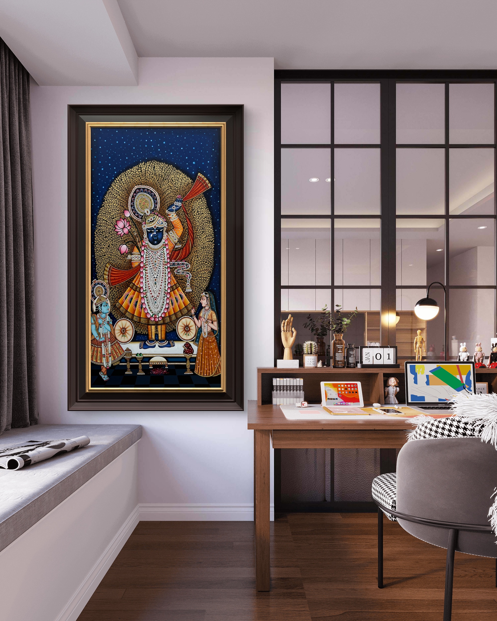 Eternal-Grace-of-Shrinath-Ji-oil-painting-4 Eternal Grace of Shrinath Ji Oil Painting on Canvas