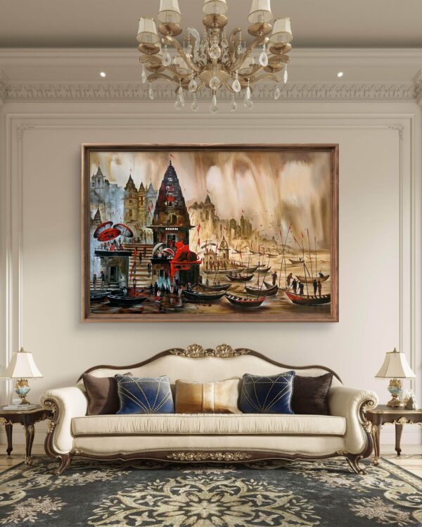 Kashi Eternal Ghats Oil Painting
