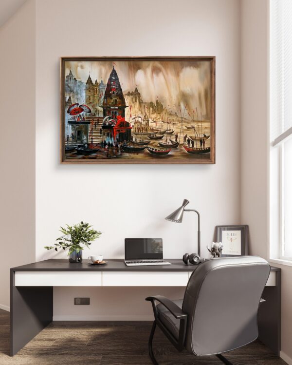 Kashi Eternal Ghats Oil Painting