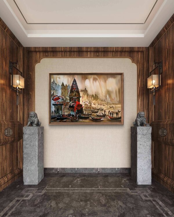 Kashi Eternal Ghats Oil Painting