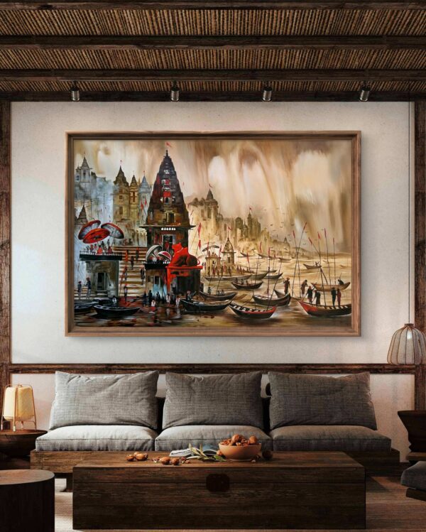 Kashi Eternal Ghats Oil Painting