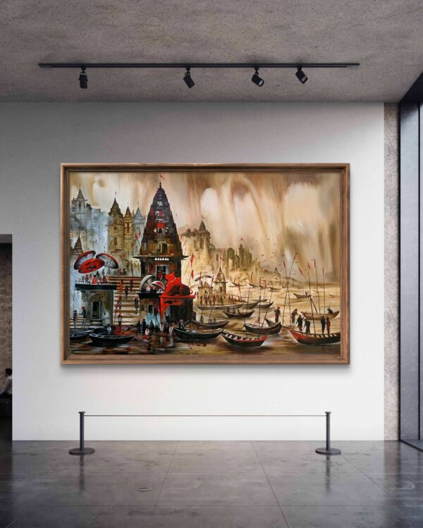 Kashi Eternal Ghats Oil Painting