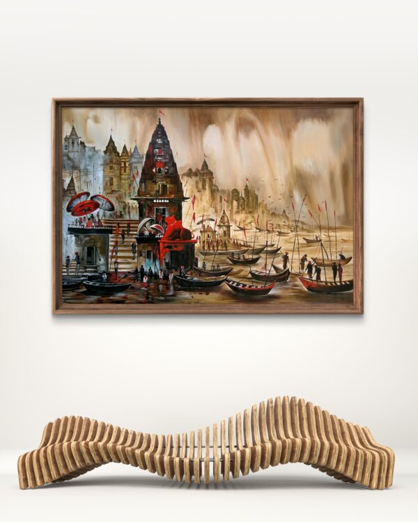 Kashi Eternal Ghats Oil Painting