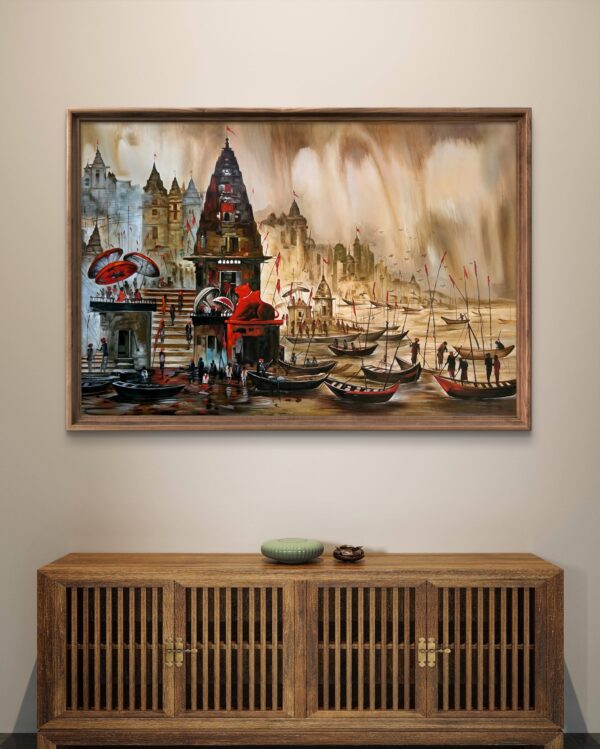 Kashi Eternal Ghats Oil Painting