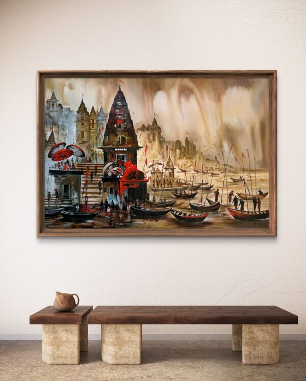 Kashi Eternal Ghats Oil Painting
