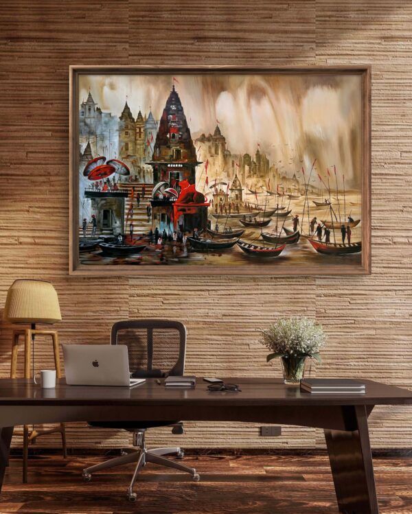 Kashi Eternal Ghats Oil Painting