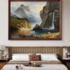 Misty Mountain Falls Acrylic Landscape Painting