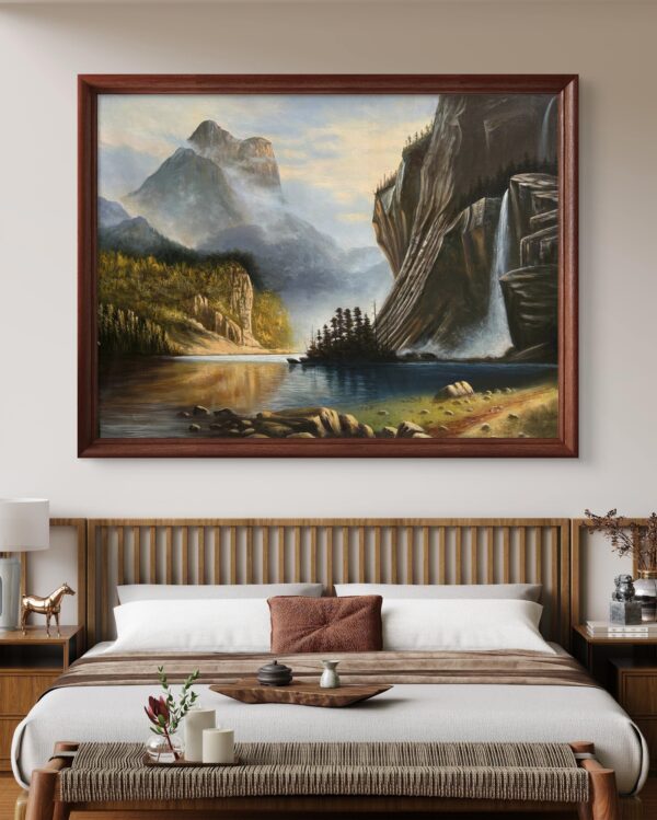 Misty Mountain Falls Acrylic Landscape Painting
