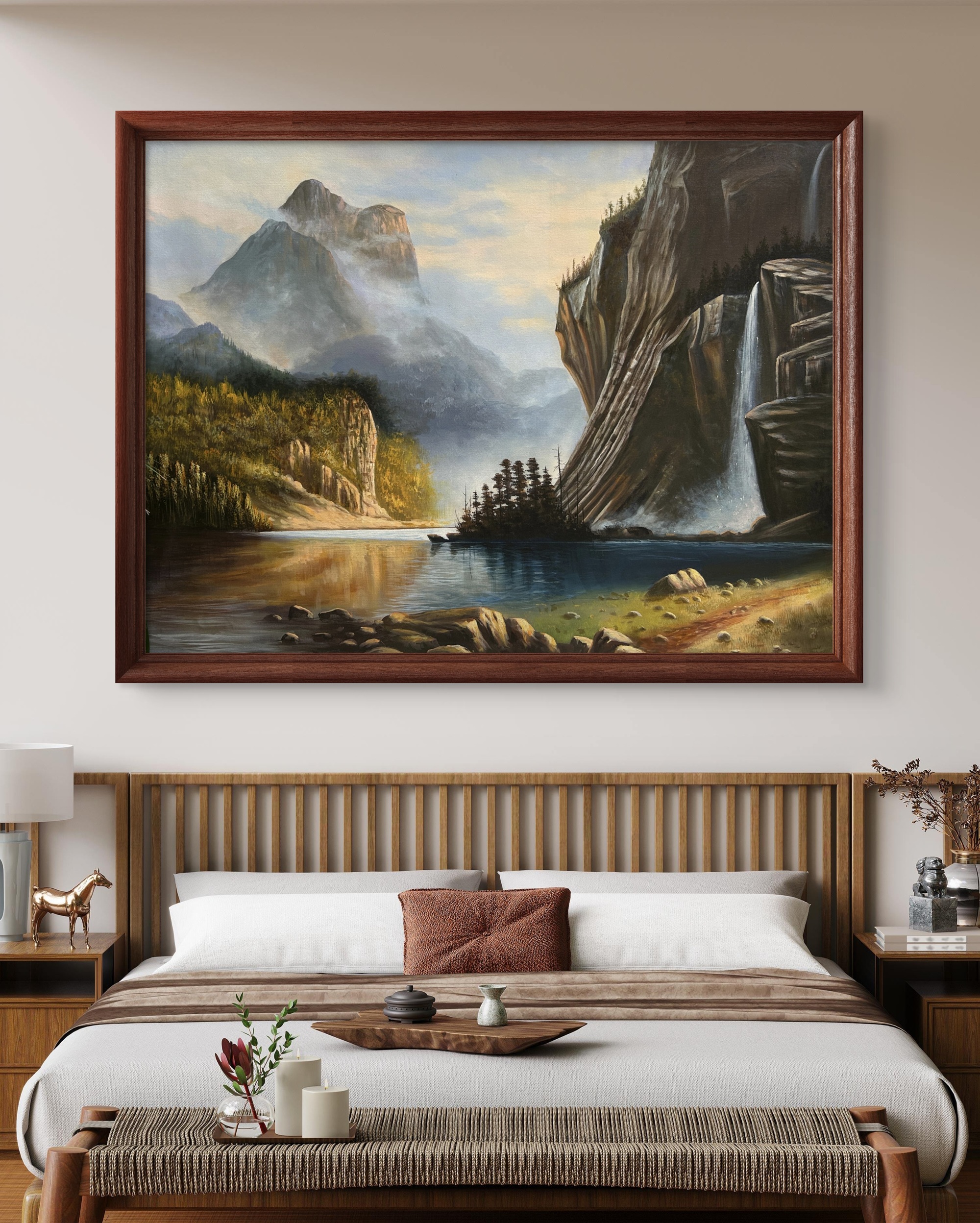 Misty Mountain Falls Acrylic Landscape Painting Misty Mountain Falls Acrylic Landscape Painting