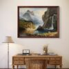 Misty Mountain Falls Acrylic Landscape Painting
