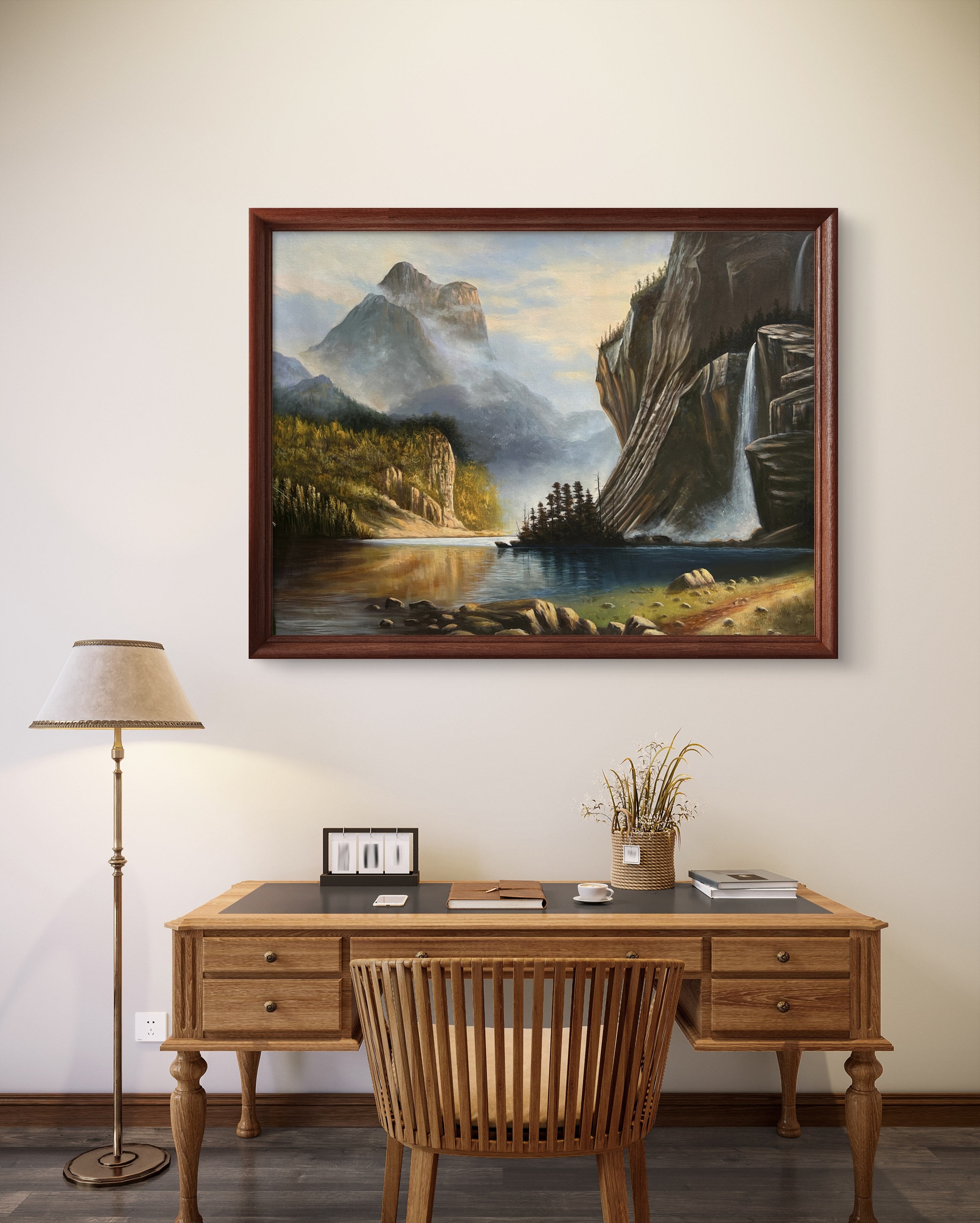 Misty Mountain Falls Acrylic Landscape Painting Misty Mountain Falls Acrylic Landscape Painting