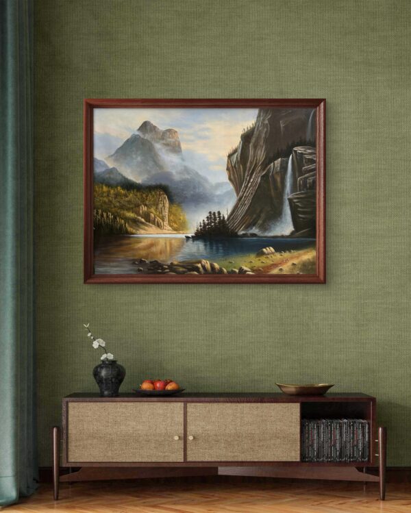 Misty Mountain Falls Acrylic Landscape Painting