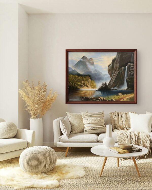 Misty Mountain Falls Acrylic Landscape Painting