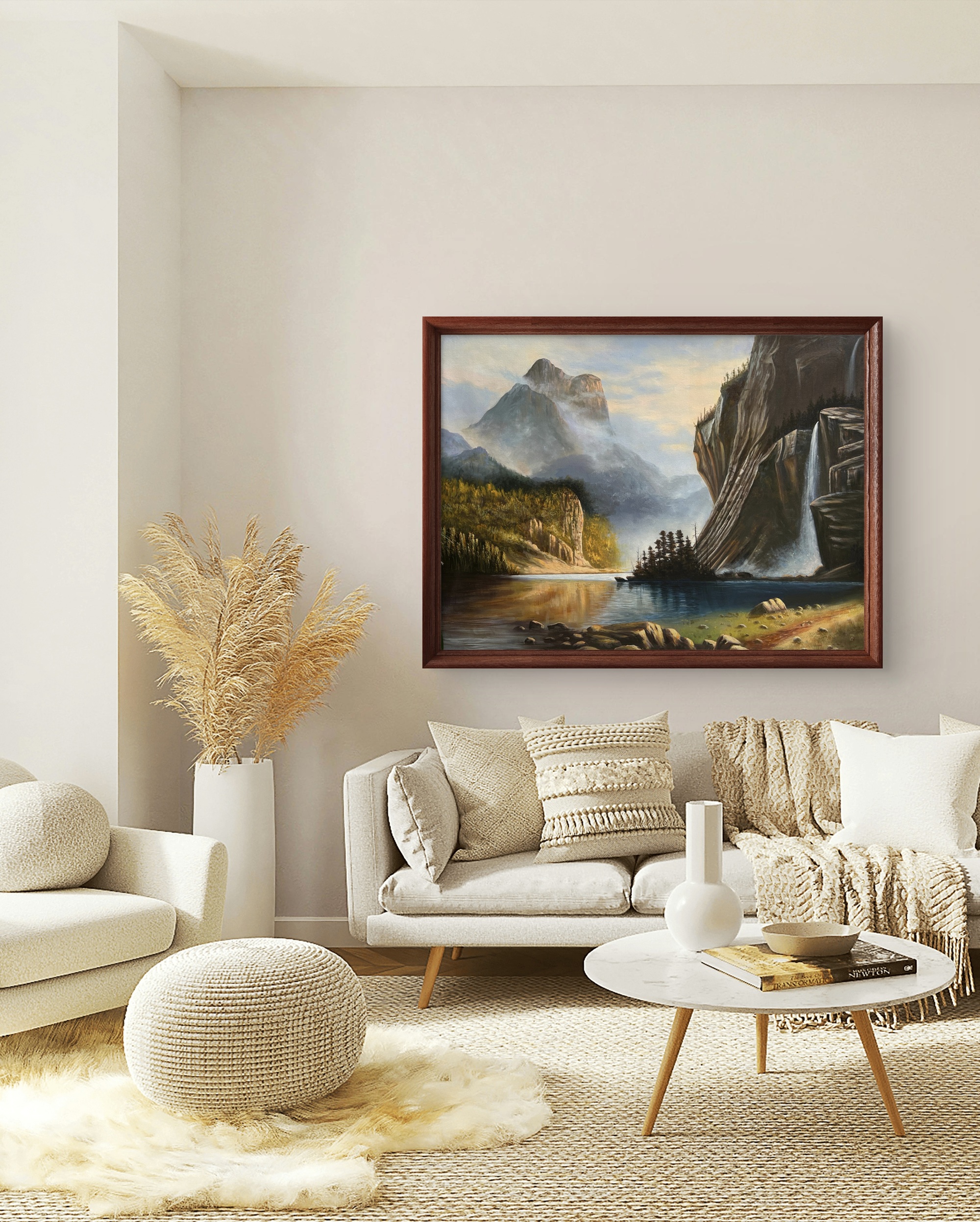 Misty Mountain Falls Acrylic Landscape Painting Misty Mountain Falls Acrylic Landscape Painting