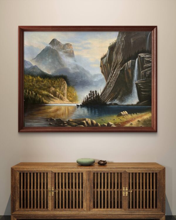 Misty Mountain Falls Acrylic Landscape Painting