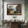 Misty Mountain Falls Acrylic Landscape Painting
