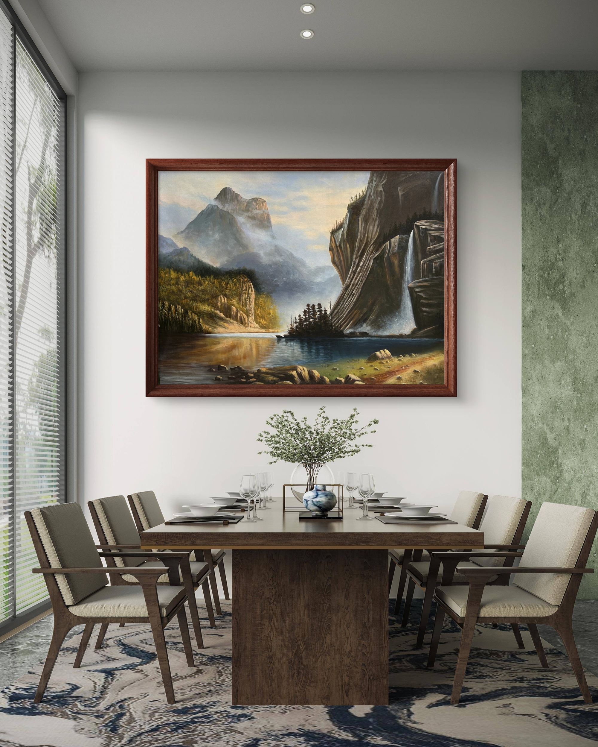 Misty Mountain Falls Acrylic Landscape Painting Misty Mountain Falls Acrylic Landscape Painting