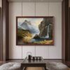 Misty Mountain Falls Acrylic Landscape Painting