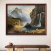 Misty Mountain Falls Acrylic Landscape Painting