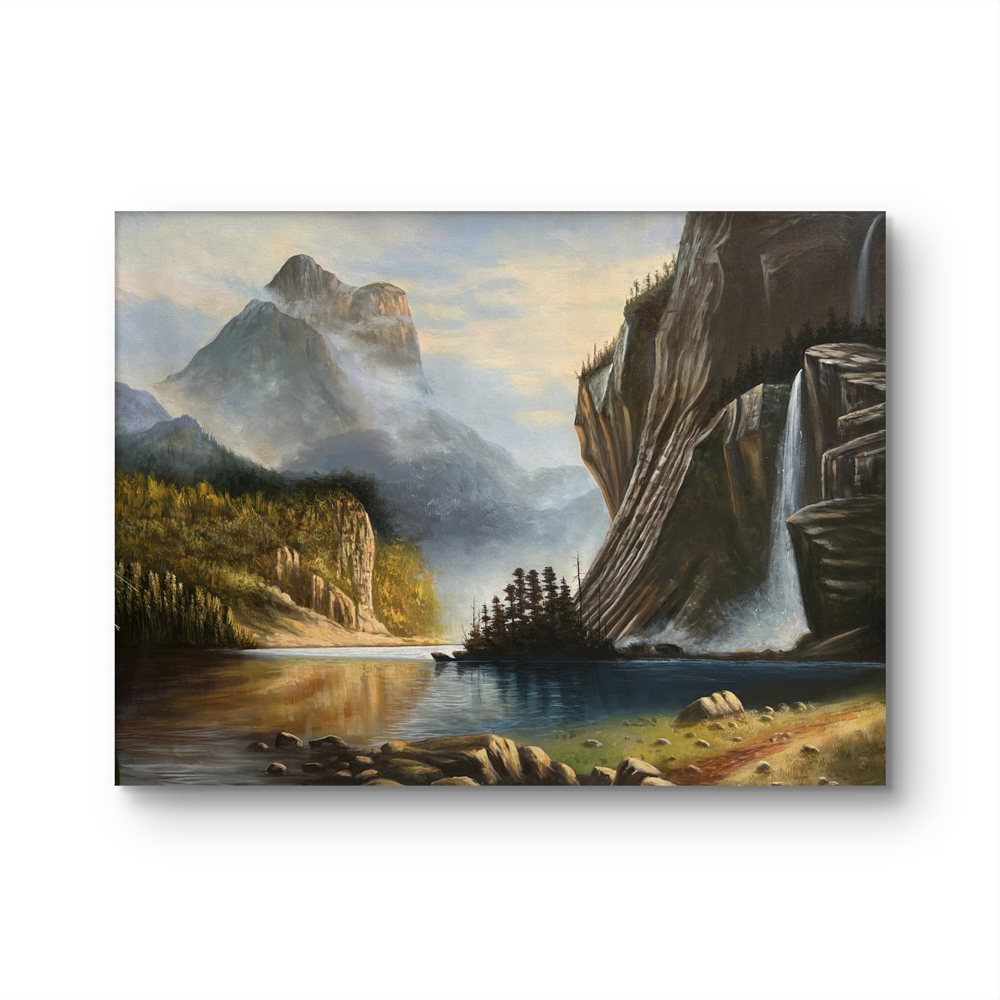 Misty Mountain Falls Acrylic Landscape Painting Misty Mountain Falls Acrylic Landscape Painting