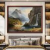Misty Mountain Falls Acrylic Landscape Painting