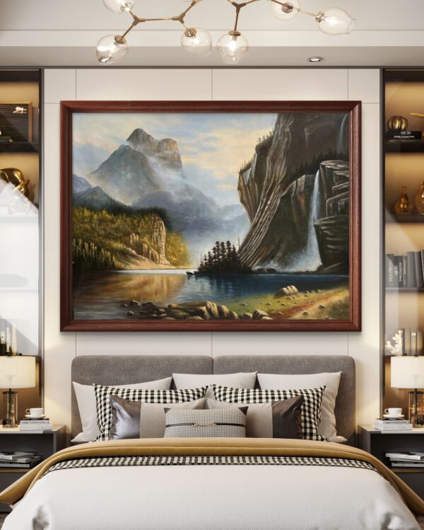 Misty Mountain Falls Acrylic Landscape Painting