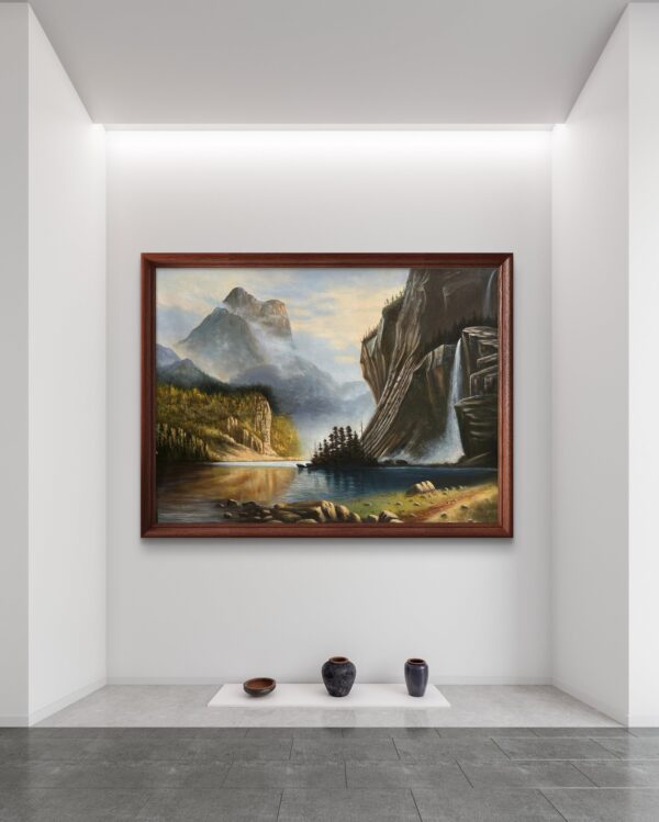 Misty Mountain Falls Acrylic Landscape Painting
