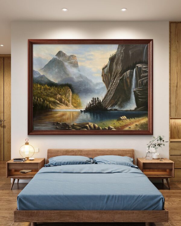 Misty Mountain Falls Acrylic Landscape Painting