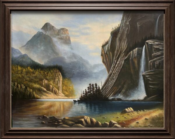 Misty Mountain Falls Acrylic Landscape Painting