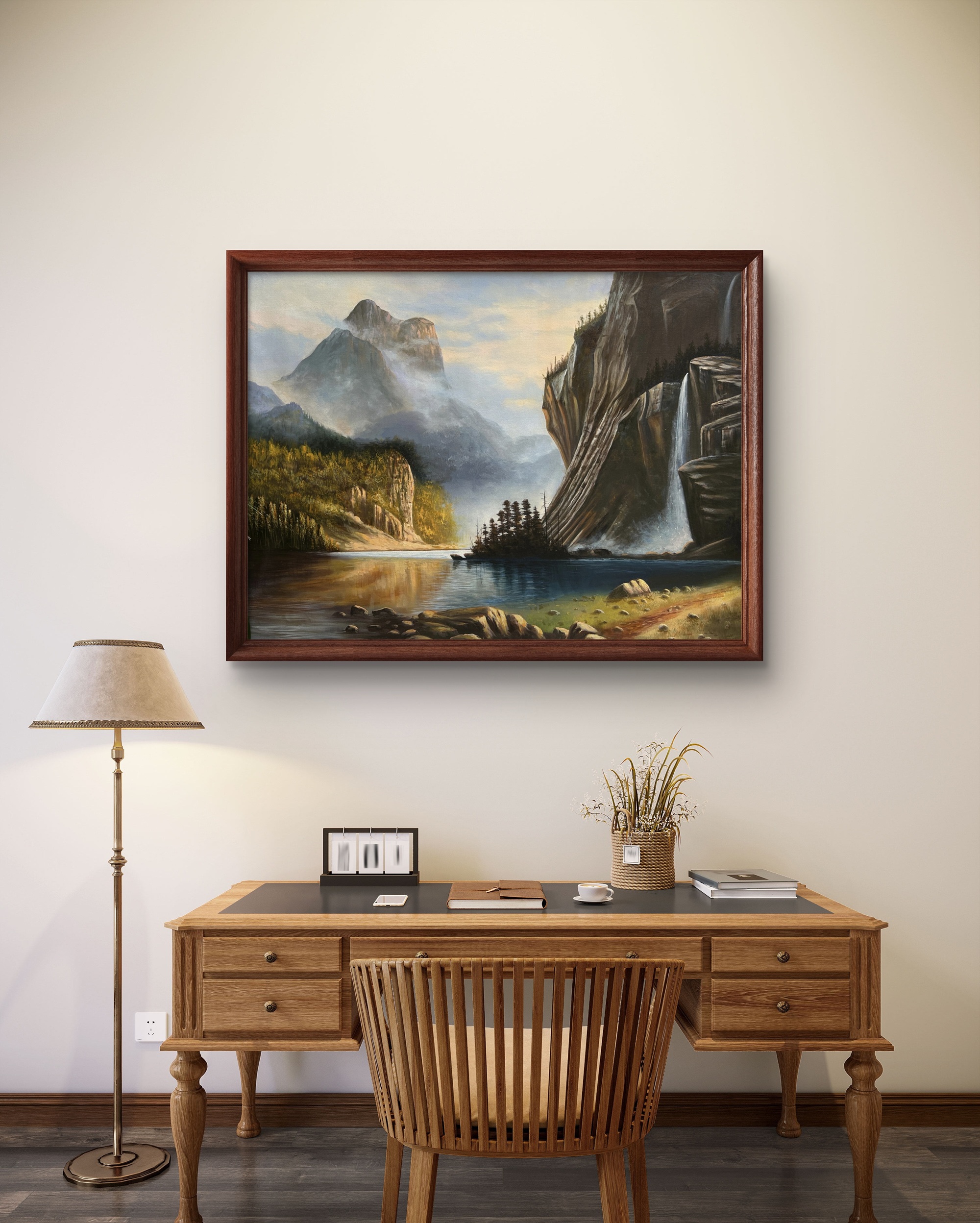 Misty Mountain Falls Acrylic Landscape Painting Misty Mountain Falls Acrylic Landscape Painting