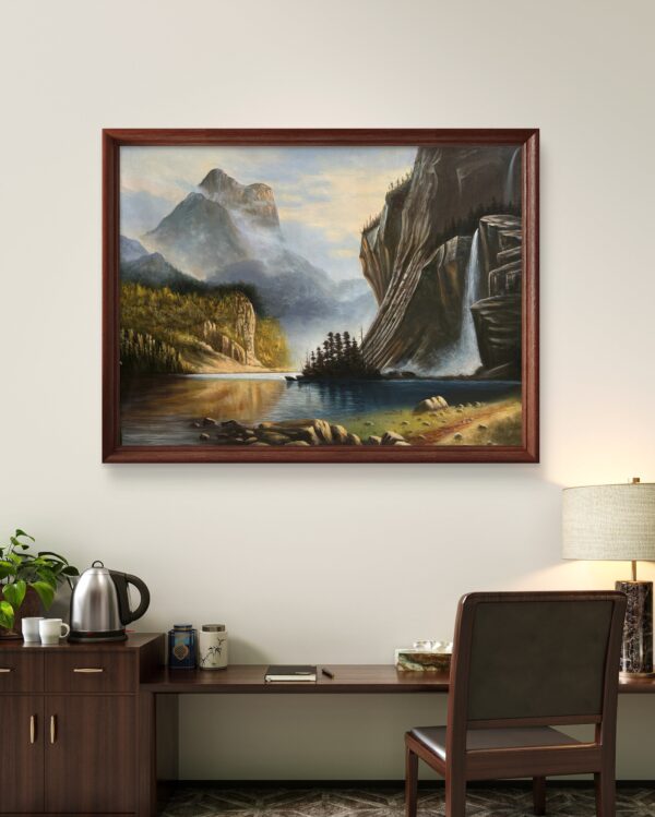 Misty Mountain Falls Acrylic Landscape Painting