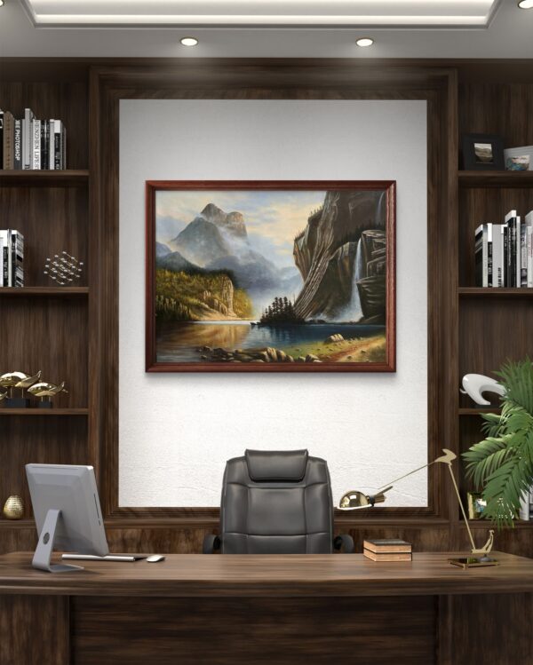 Misty Mountain Falls Acrylic Landscape Painting